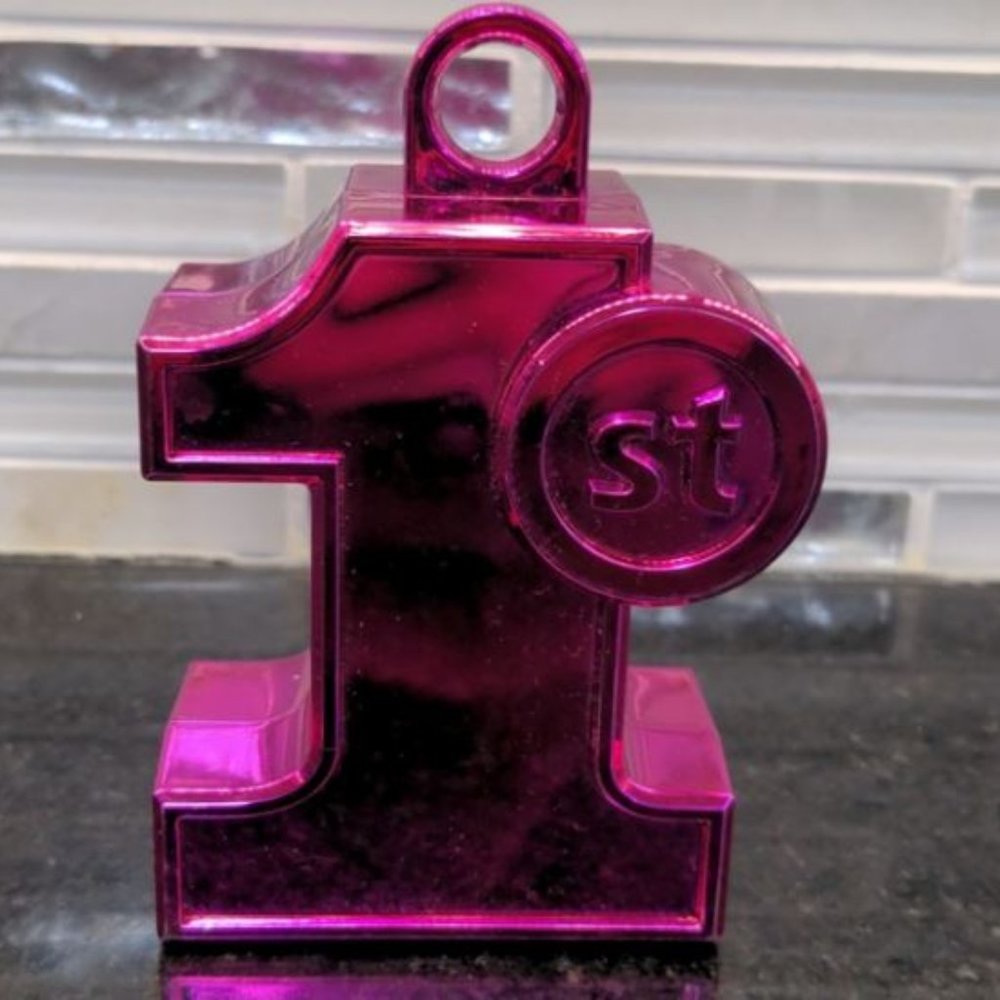 FIRST 1st 1 birthday baby balloon table weight pink party celebrate